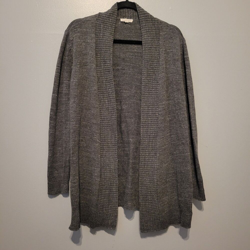 Eileen Fisher Organic Cotton Gray Open Front Cardigan Size Small Minimalist